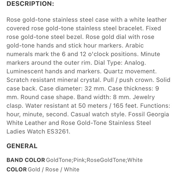 Fossil Georgia White Leather & Rose Gold Watch - Picture 11 of 11
